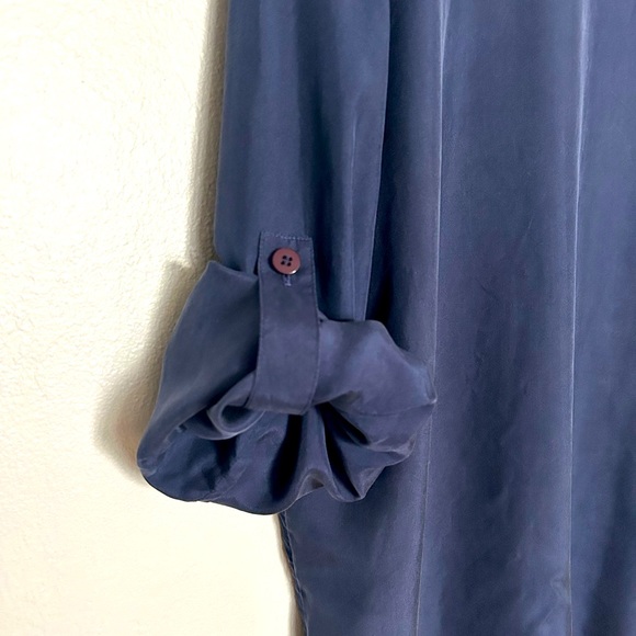 Chaus & Co. Nordstrom Navy Silk Button Down Blouse - Picture 5 of 6